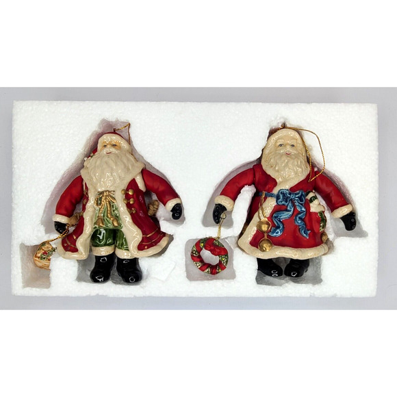 Dillard's Trimmings Set Of 2 Santa Bell Ornaments Arms & Legs Move - Picture 3 of 11